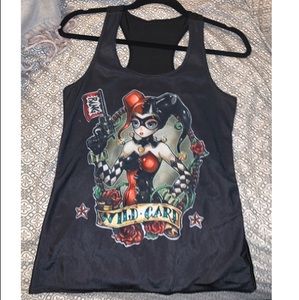 Harley Quinn style silky racerback tank top
